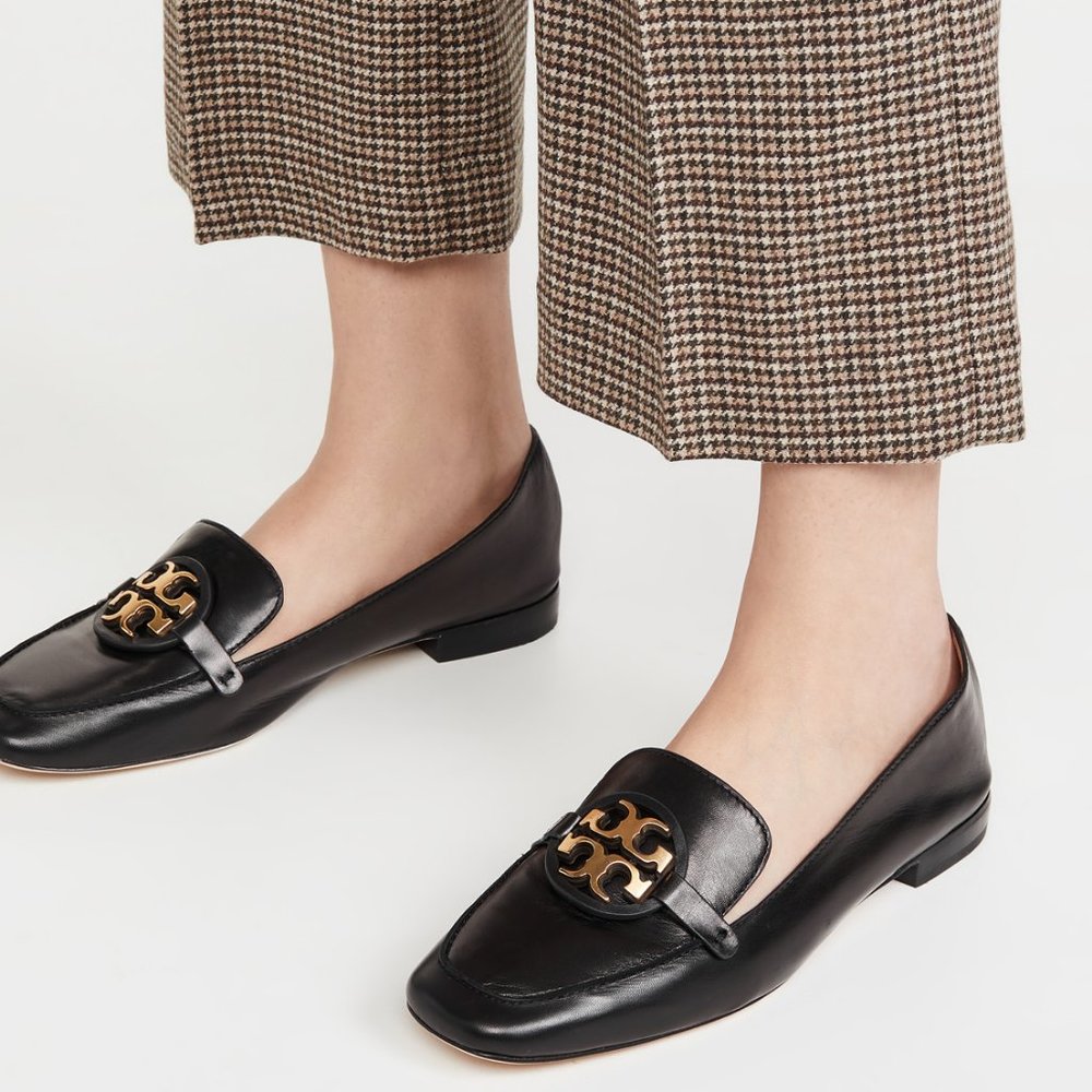 Tory Burch NIB MILLER METAL-LOGO LOAFER  LEATHER Black 9.5